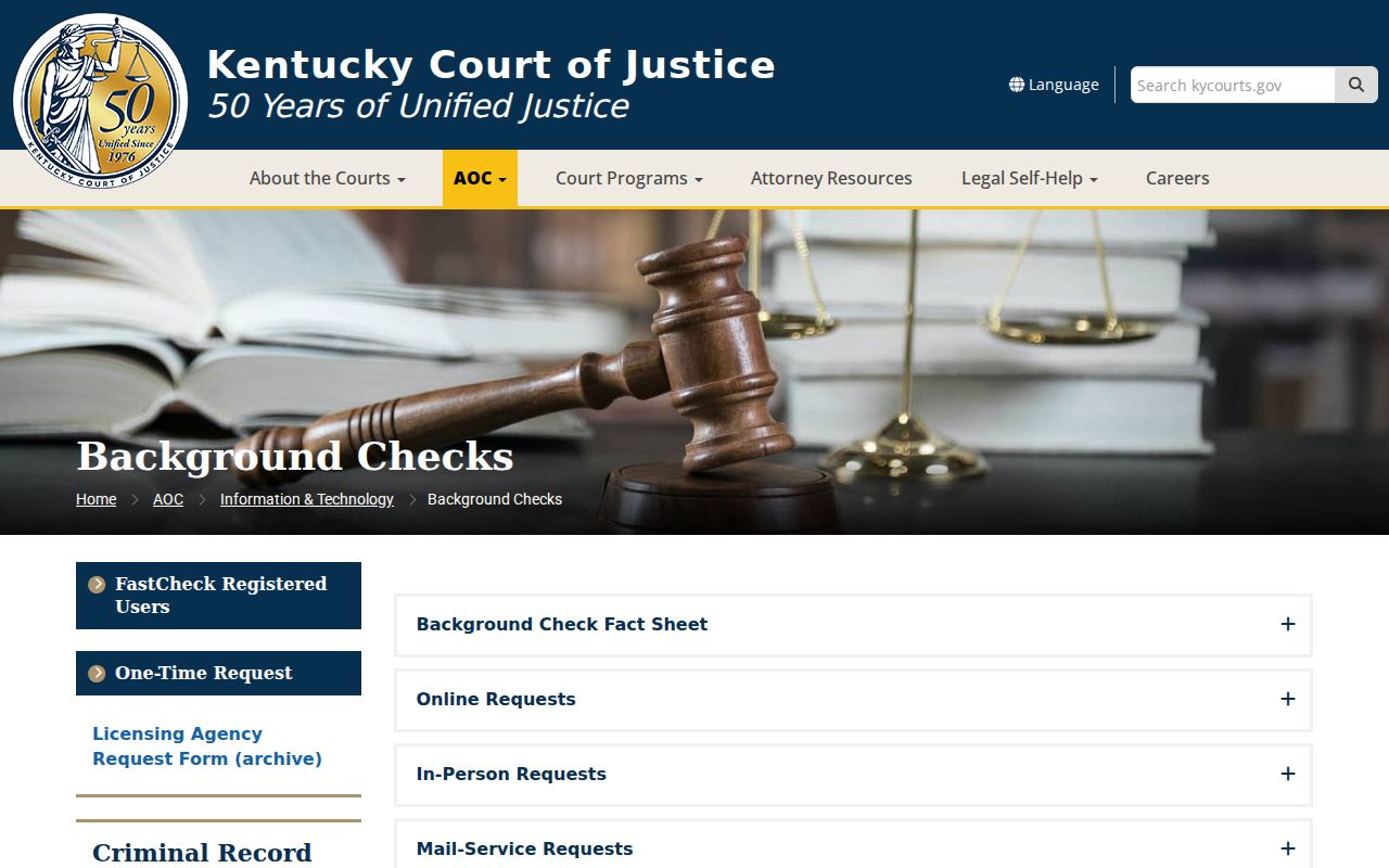 McCracken County criminal history AOC background check options