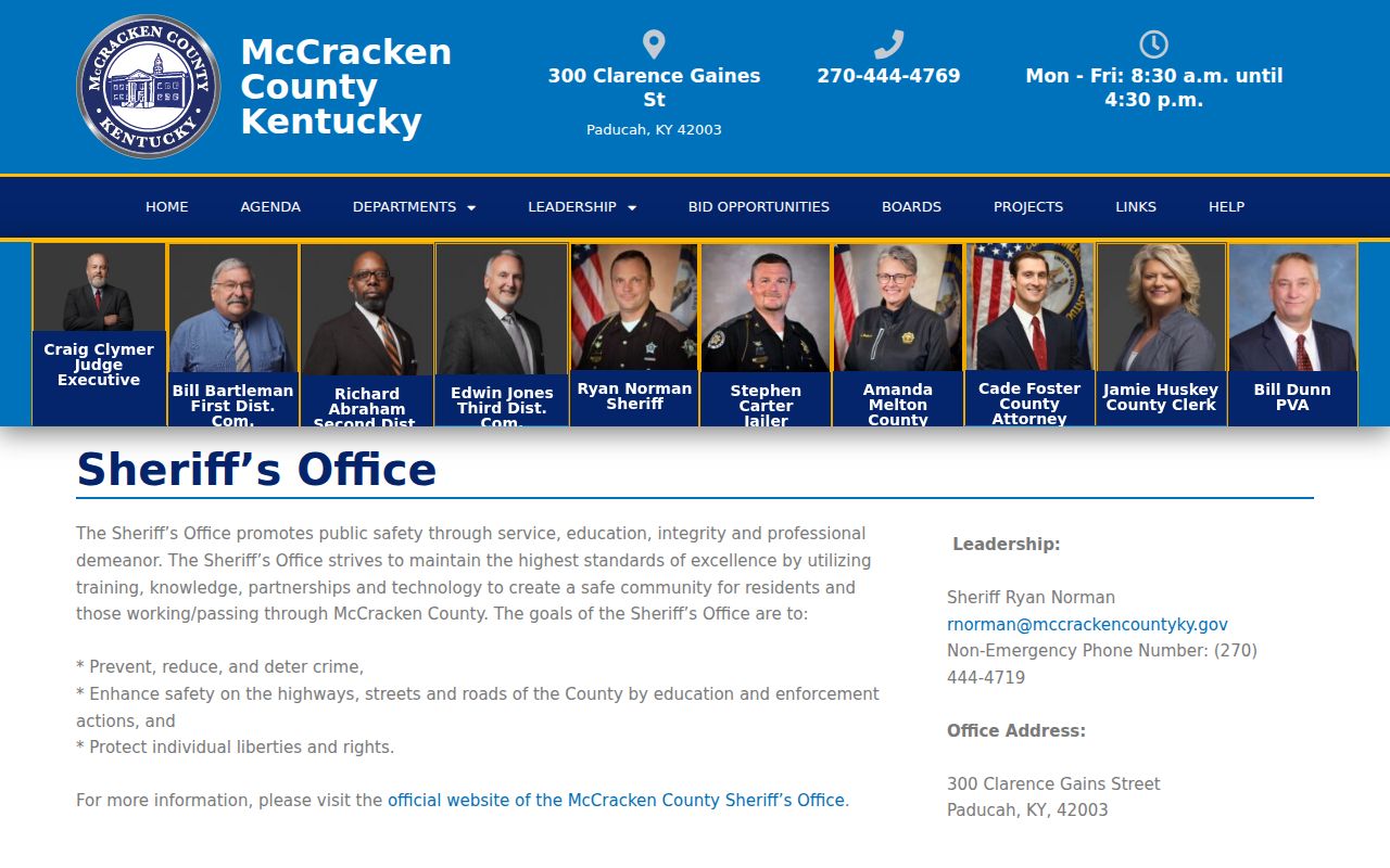 McCracken County criminal records sheriff office page
