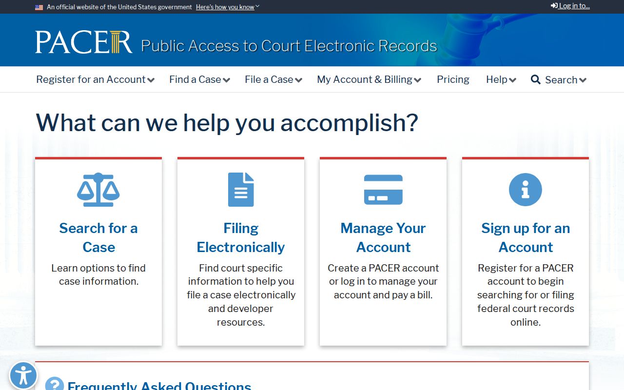 PACER search for federal McCracken County criminal court case records