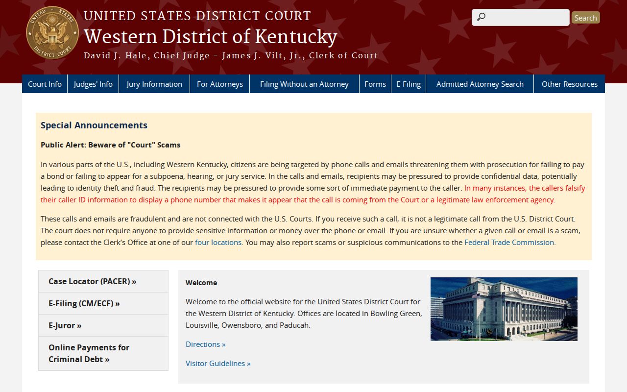 Western District of Kentucky federal criminal court cases for McCracken County